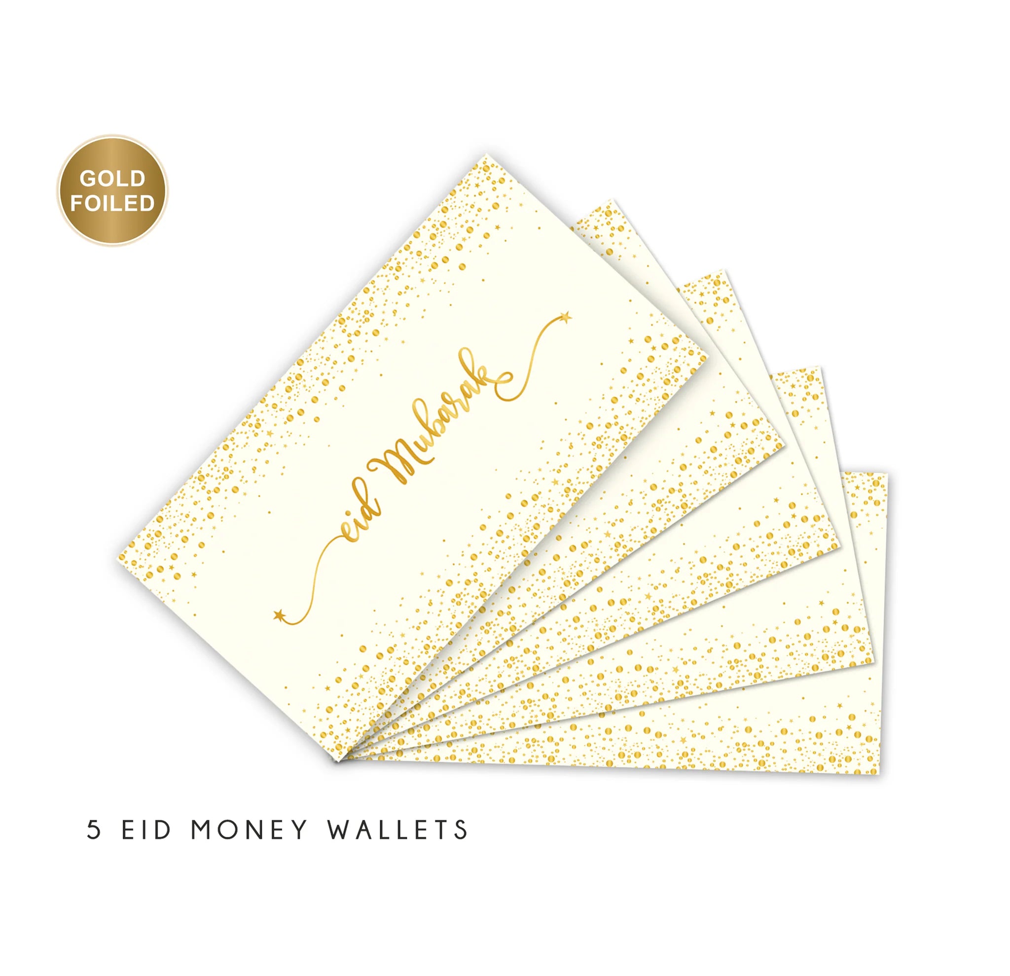 Money/Eidi Envelopes - Eid Mubarak - Cream with Gold foiling (Pack of 5)