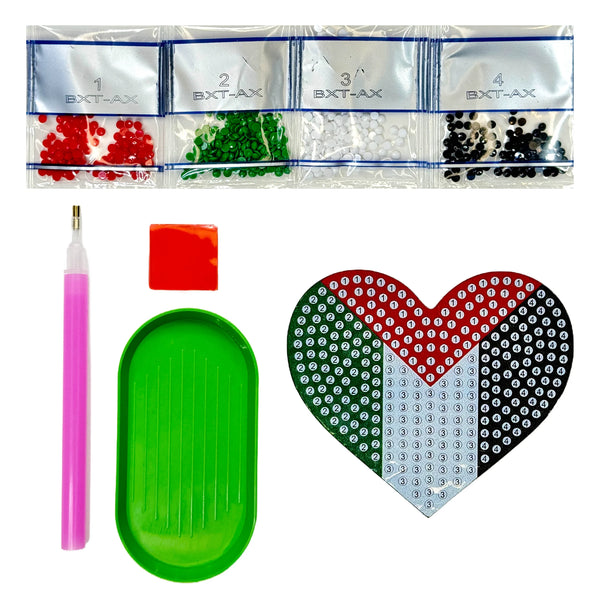 Palestine Flag Heart Acrylic Magnet - Diamond Art Kit