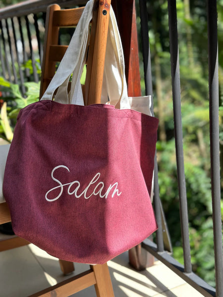 Salam Berry Pink Embroidered Tote