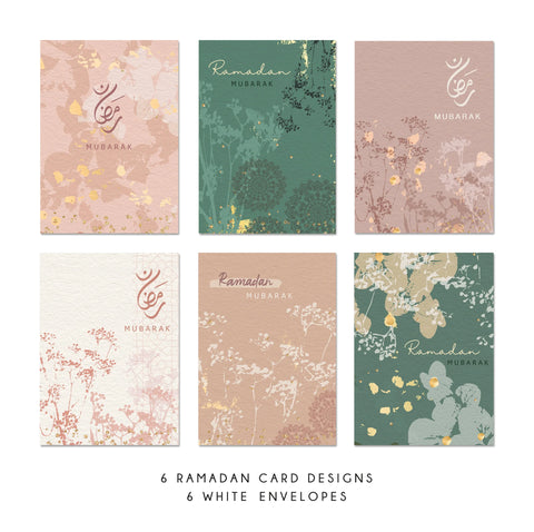 Light Pastel Ramadan Mubarak Cards (Set of 6)