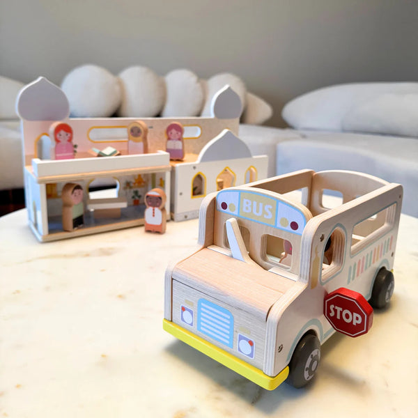 Wooden Busy School Bus