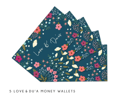 Money/Eidi Envelopes - Love & Duas - Floral (Pack of 5)