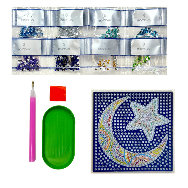 Moon & Star Acrylic Magnet - Diamond Art Kit