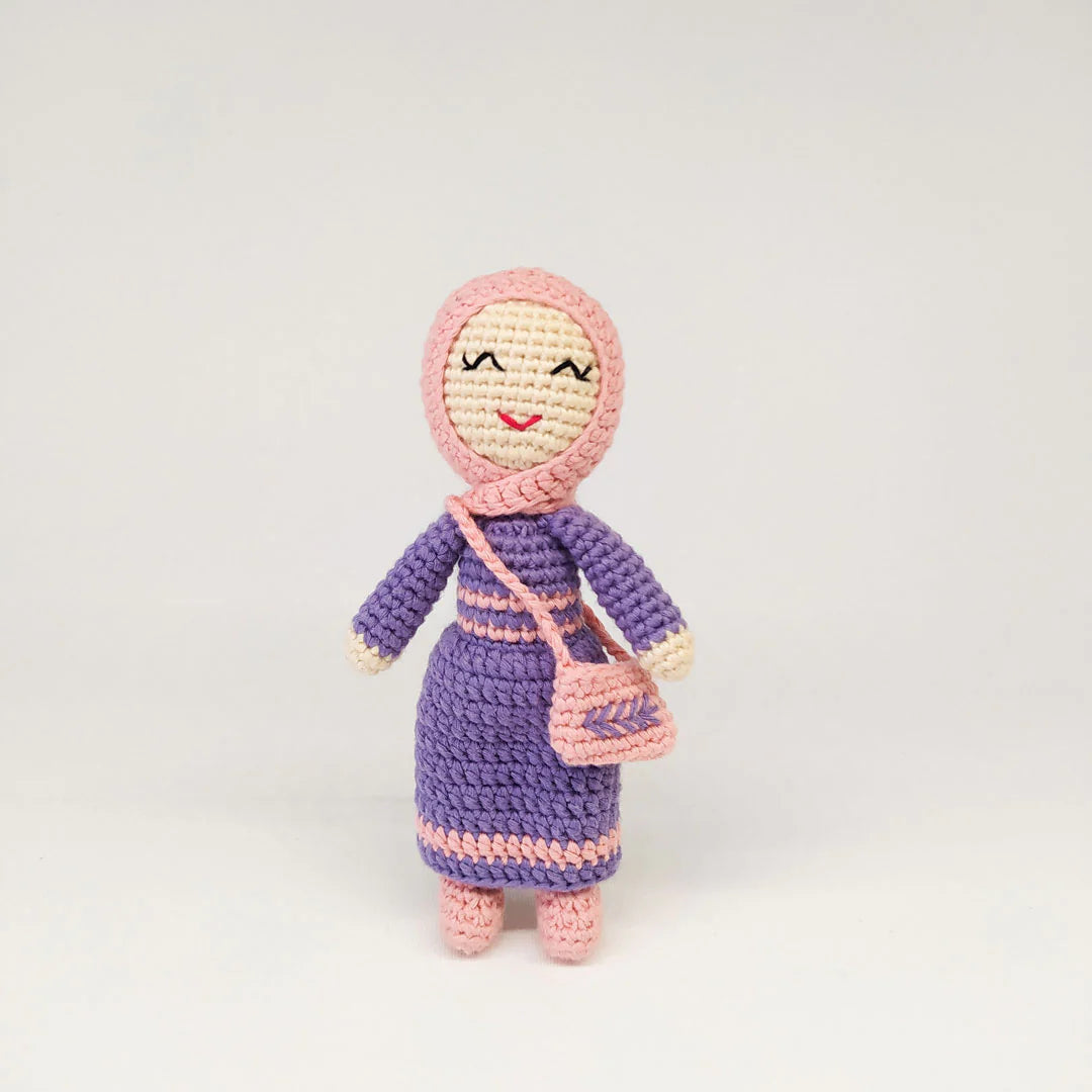 Mini Hijab Doll with Purse Purple
