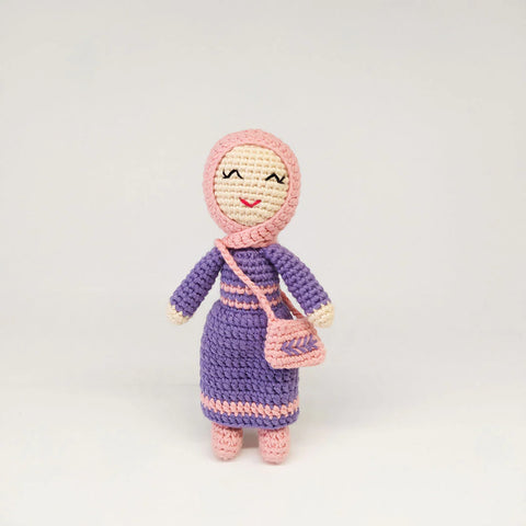 Mini Hijab Doll with Purse Purple