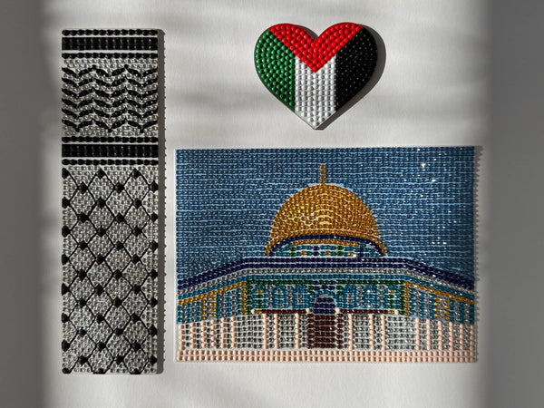 Palestine Flag Heart Acrylic Magnet - Diamond Art Kit