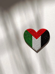 Palestine Flag Heart Acrylic Magnet - Diamond Art Kit