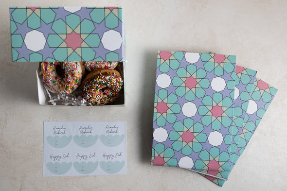 Ramadan & Eid Treat Boxes With Stickers - Pastel Geo (Set of 4)