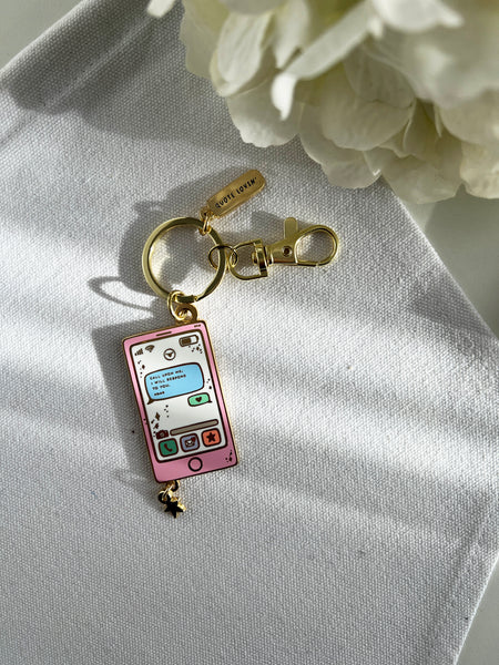 'Call Upon Me' Pink Keychain
