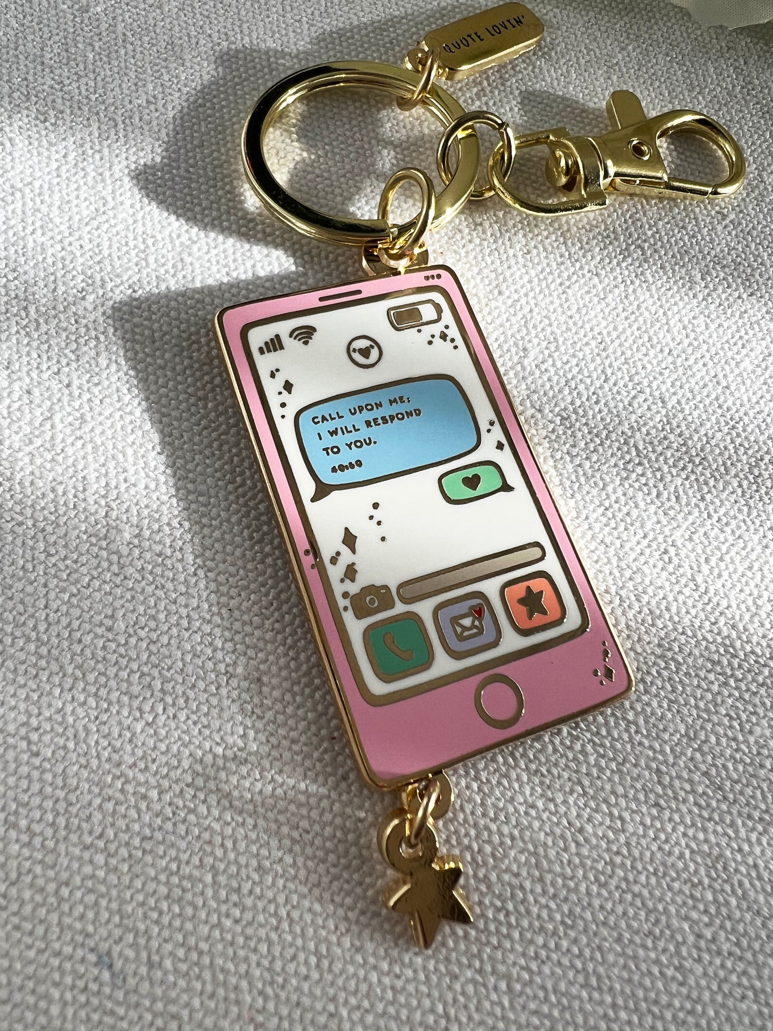 'Call Upon Me' Pink Keychain