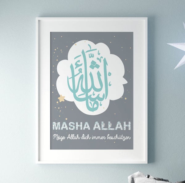 Masha Allah Poster Blue